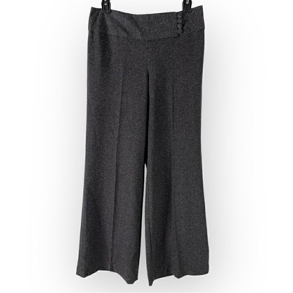 Madison Tweed Wide Leg Trousers Pants (Gray) - 4